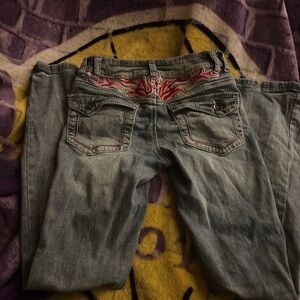 size 4 Ninth Hall Jeans with Red Accents